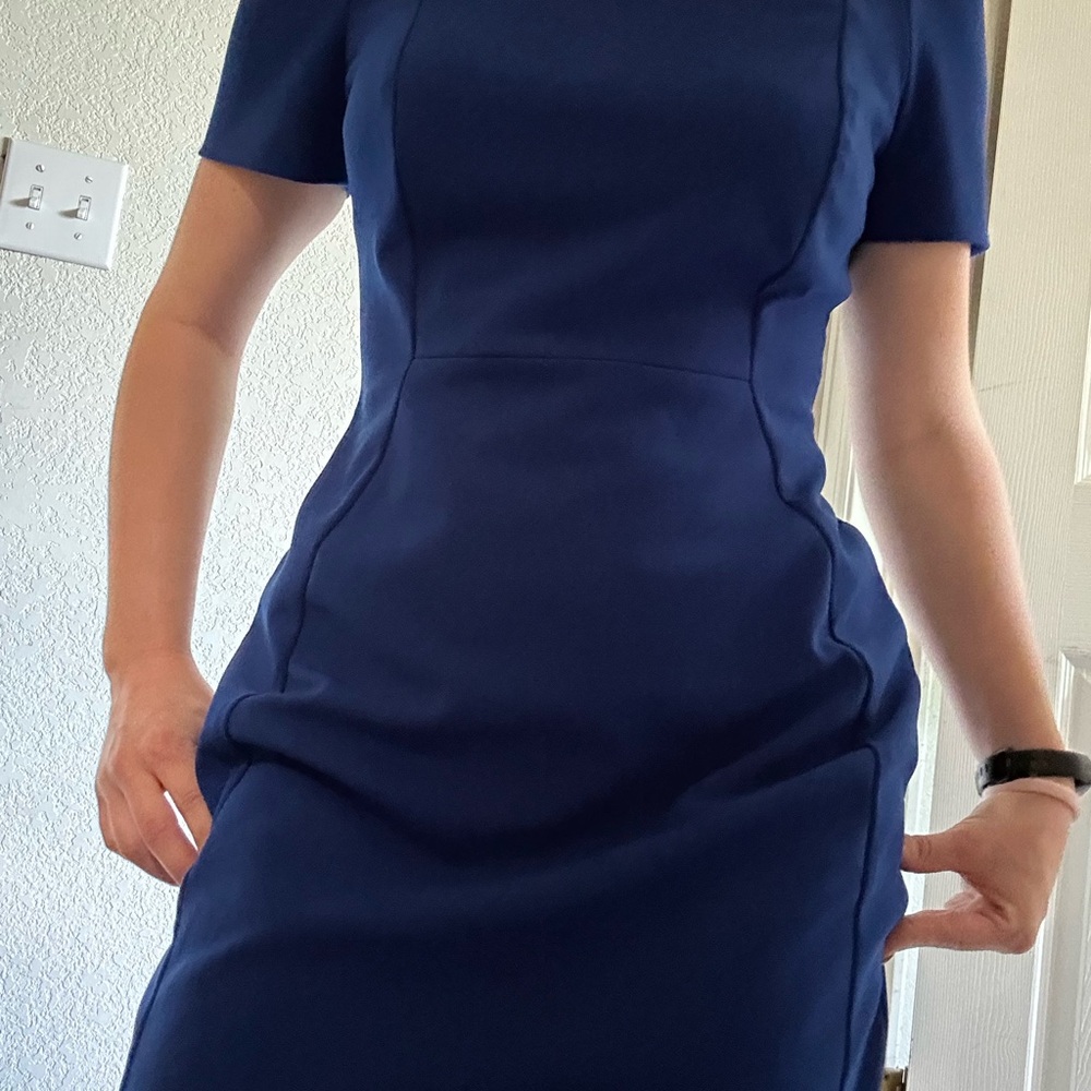 Calvin Klein Navy Short-Sleeve Sheath Dress